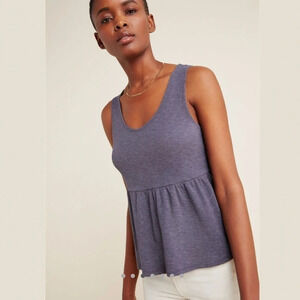 Anthropologie T.La Charcoal Ribbed Rhonda Babydoll Tank Top - Size S